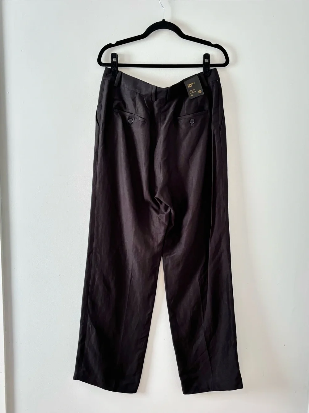Babaton NWT Agency Linen Pant Black High-Rise Tailored Trousers Luxe Aritzia